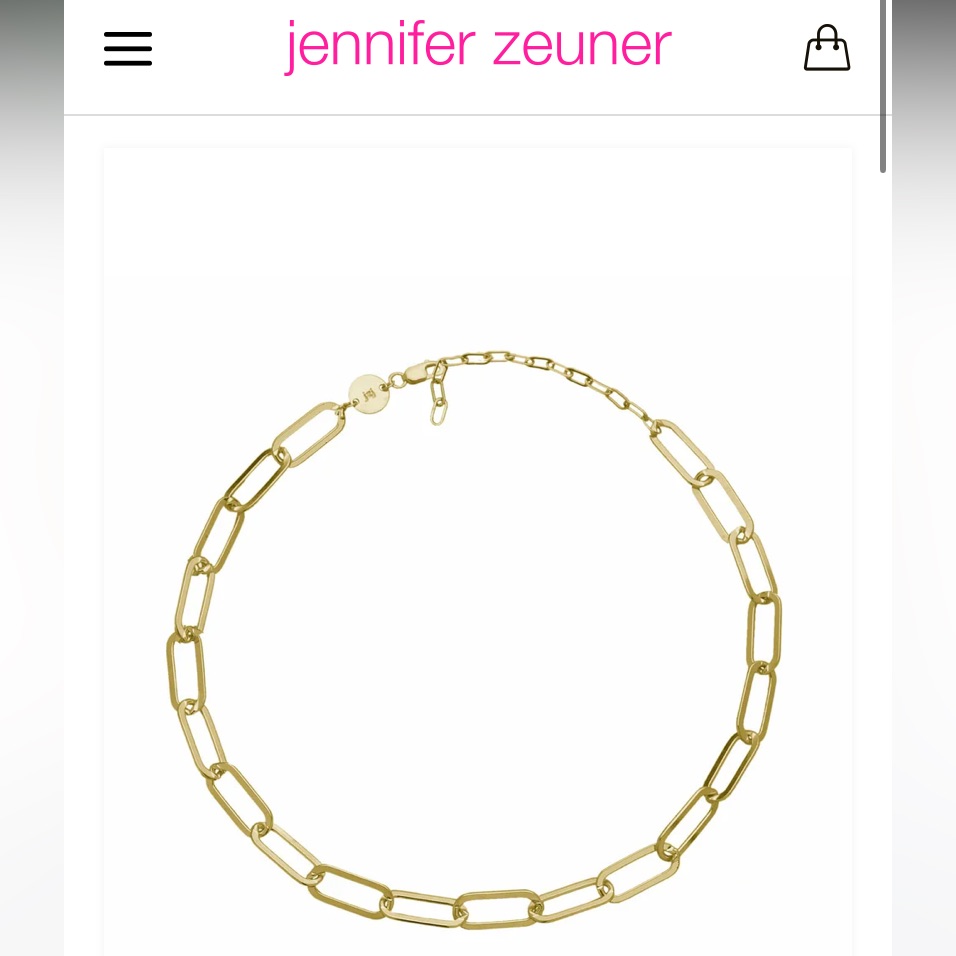 Jennifer Zeuner Marta Necklace. Gold Vermeil Paperclip Choker Chain Necklace